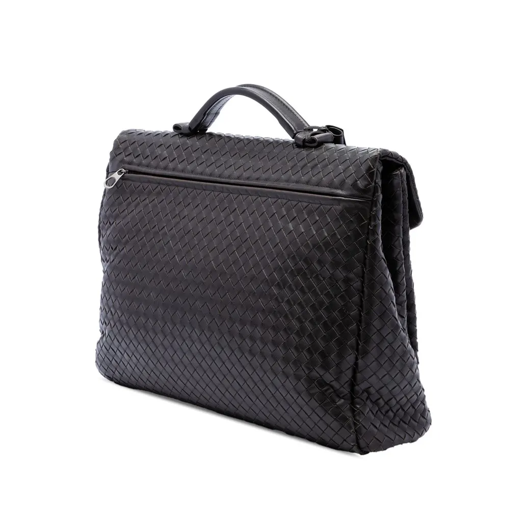 Bottega Veneta Nappa Intrecciato Briefcase Brown Leather Very good - Back View