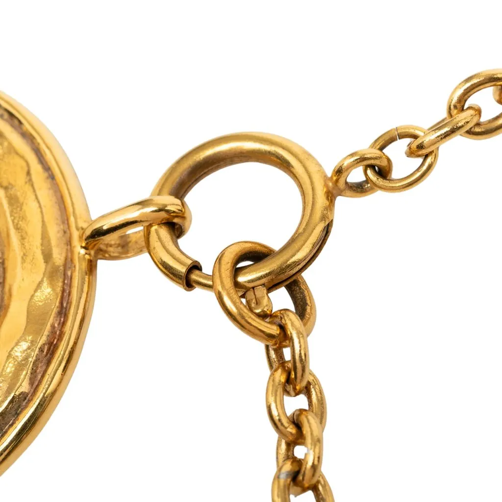 Chanel Gold Plated Rue Cambon Medallion Pendant Necklace Gold Metal Very good - Model View