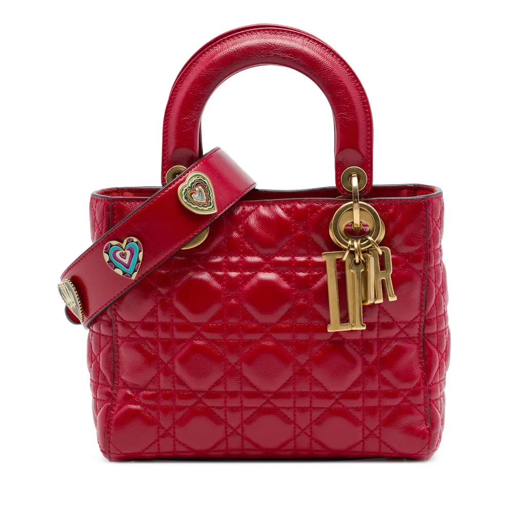 Dior Small Crinkled Patent Cannage My ABCDior Lady Dior Red Leather Very good - Front View
