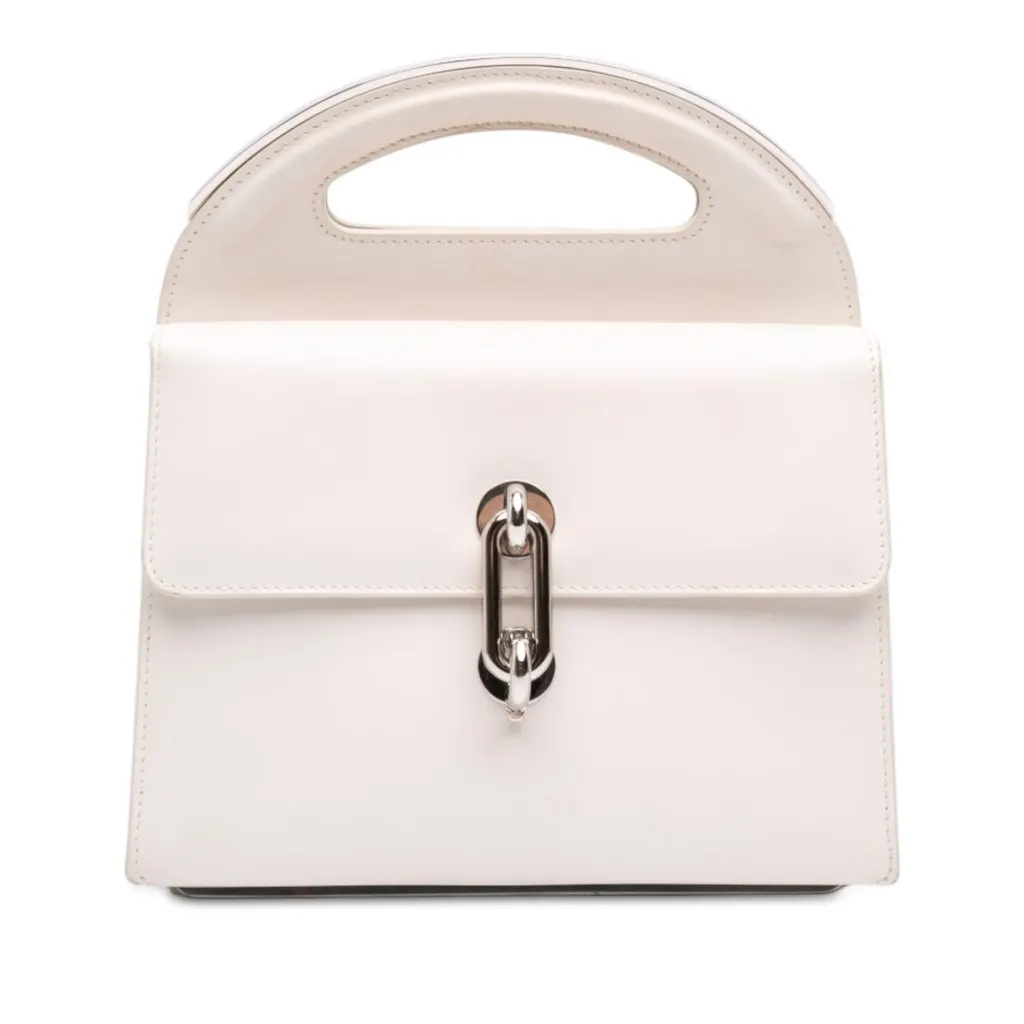 Balenciaga Calfskin Maillon Round Handle Bag M White Leather Very good - Front View