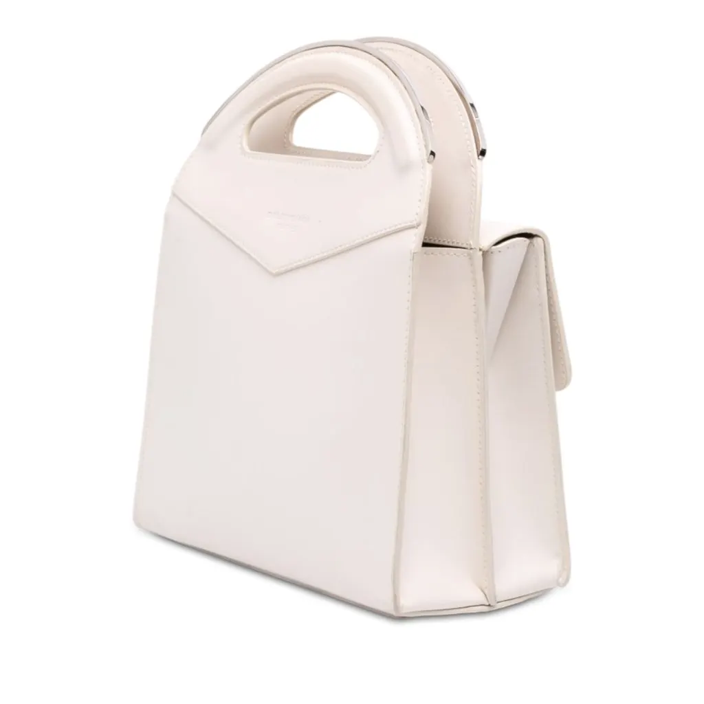 Balenciaga Calfskin Maillon Round Handle Bag M White Leather Very good - Back View