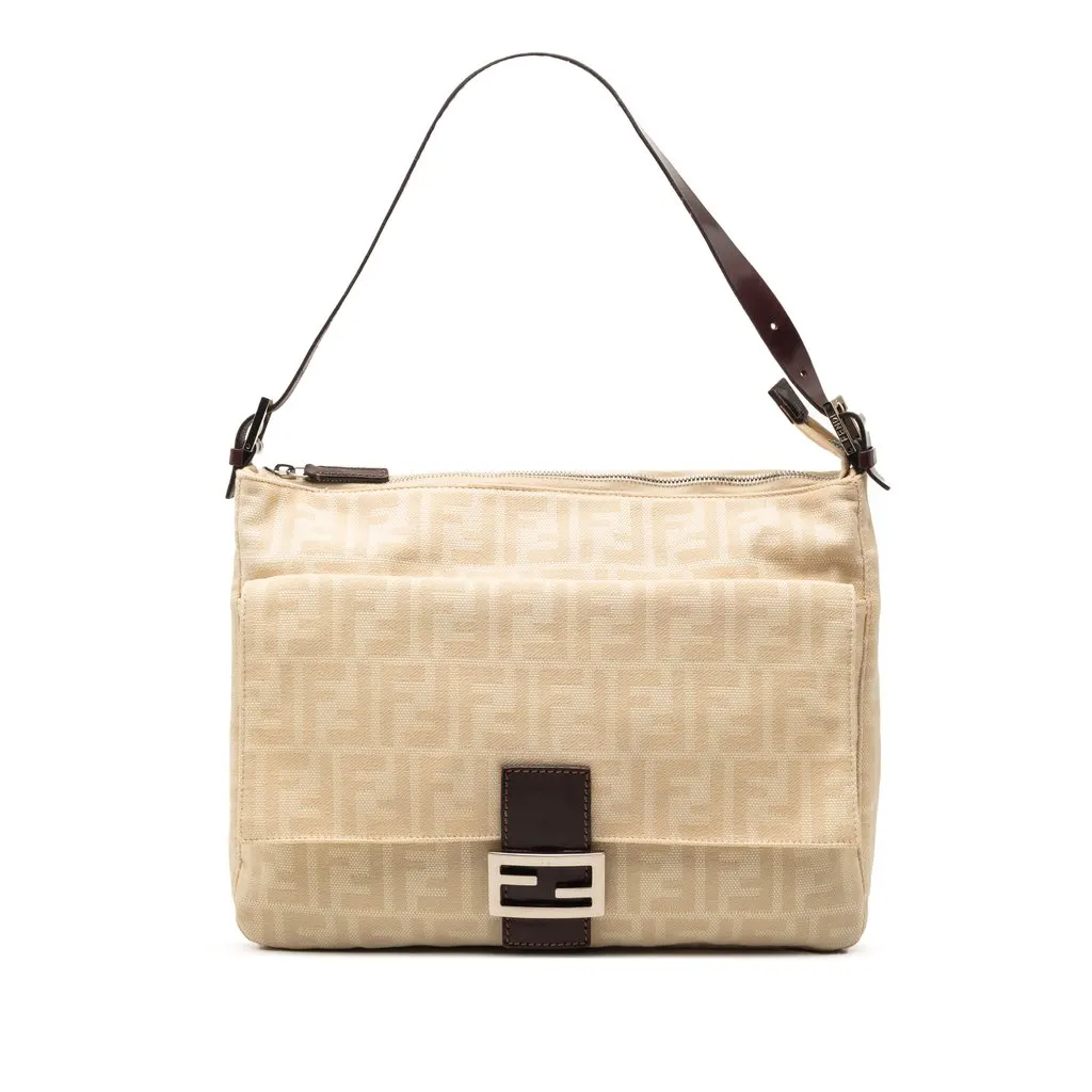 Fendi Zucca Canvas Shoulder Bag Brown Very good - Front View