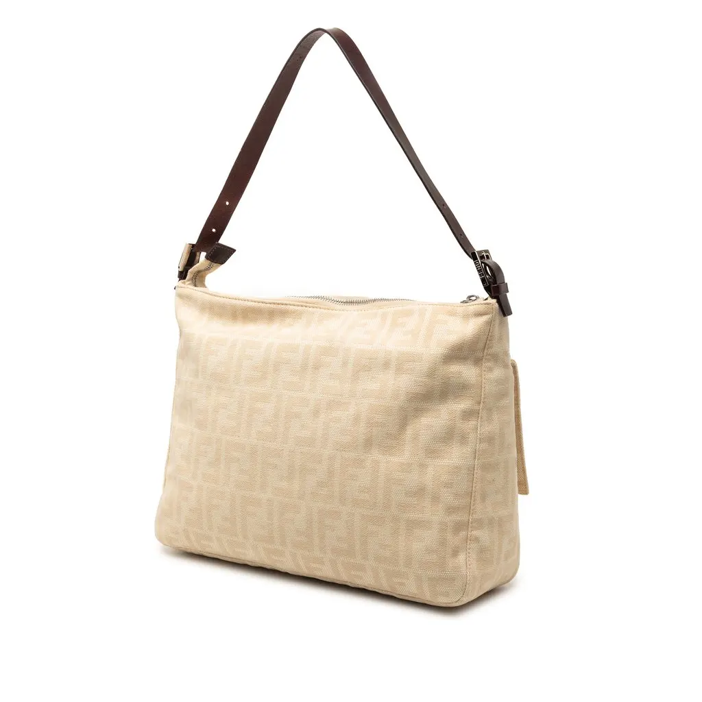 Fendi Zucca Canvas Shoulder Bag Brown Very good - Back View