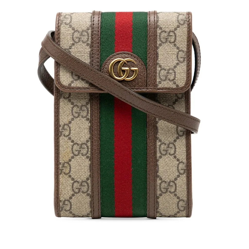 Gucci Mini GG Supreme Web Ophidia Crossbody Beige Very good - Front View