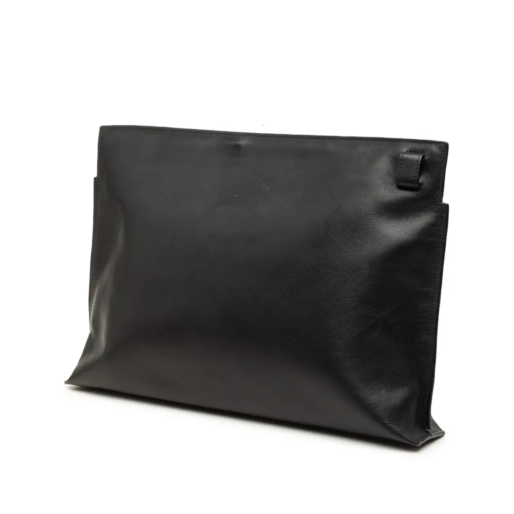 LOEWE Leather Anagram T Clutch Black Leather Very good - Back View