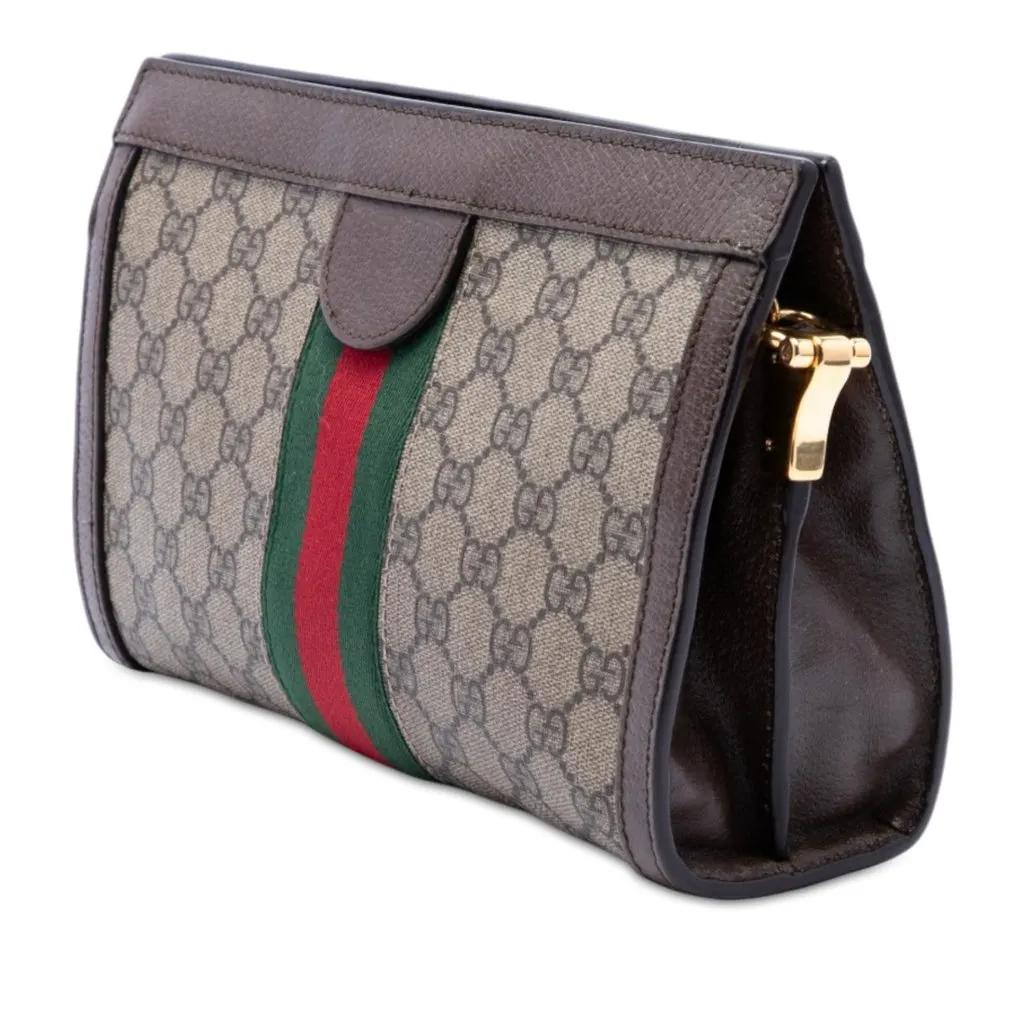 Gucci Small GG Supreme Web Ophidia Chain Crossbody Beige Canvas Very good - Back View
