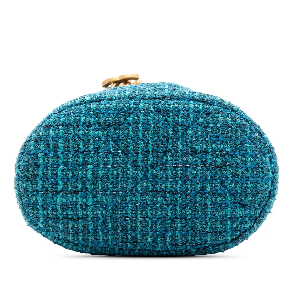 Chanel Tweed Pending CC Top Handle Bucket Bag Blue Very good - Inside View