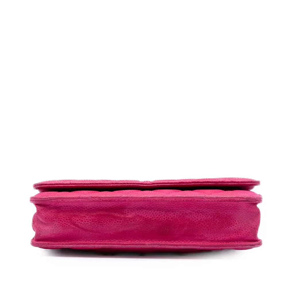 Chanel CC Quilted Caviar Wallet on Chain Pink Leather Very good - Inside View