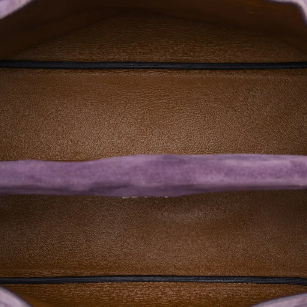 Prada Medium Scamosciato Double Handle Tote Purple Leather Good - Model View