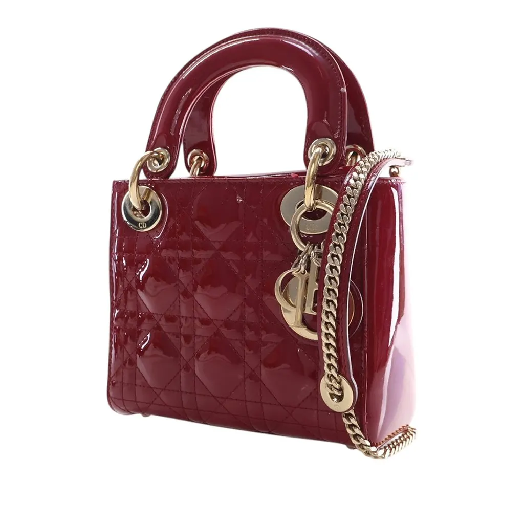 Dior Mini Patent Cannage Lady Dior Red Leather Very good - Inside View