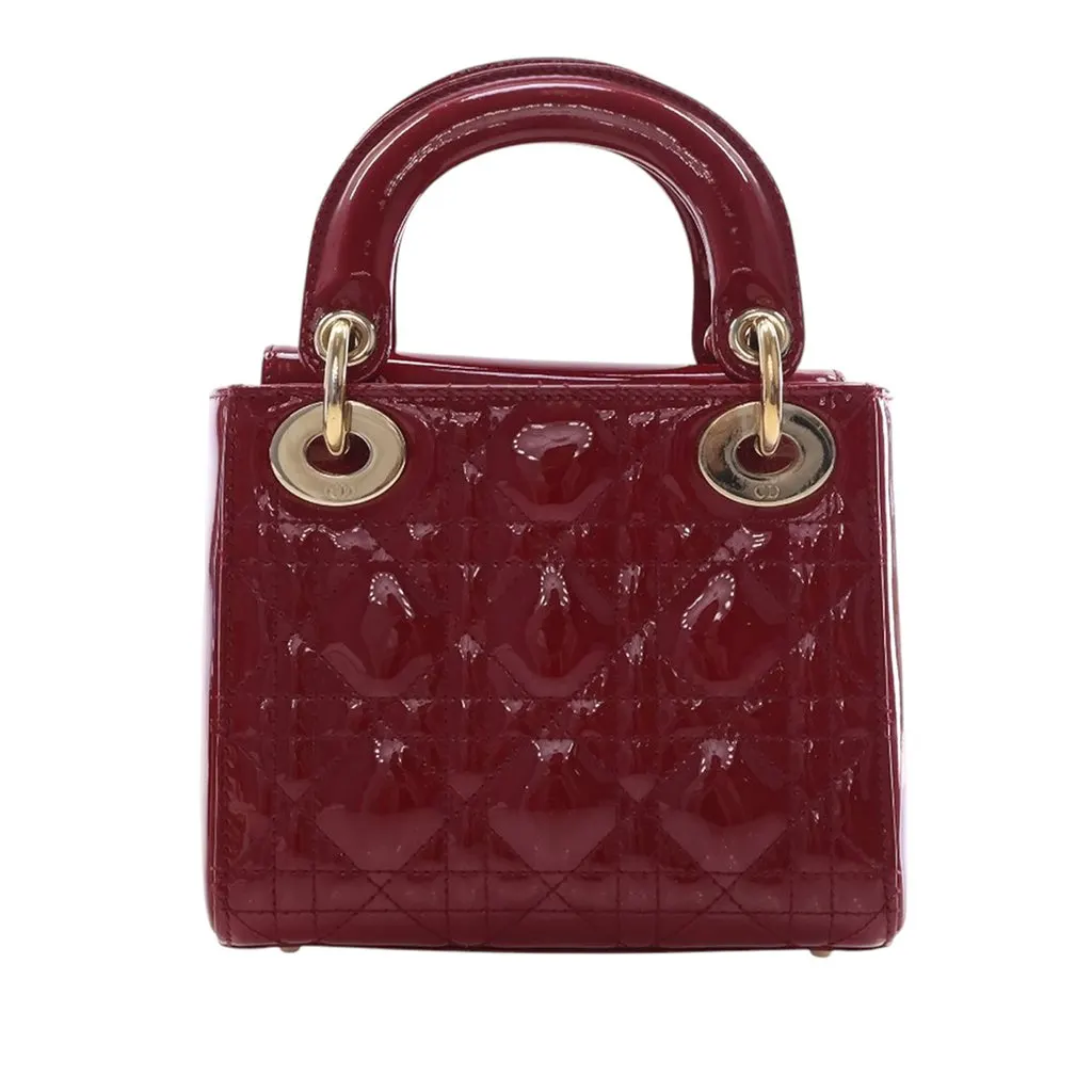 Dior Mini Patent Cannage Lady Dior Red Leather Very good - Model View