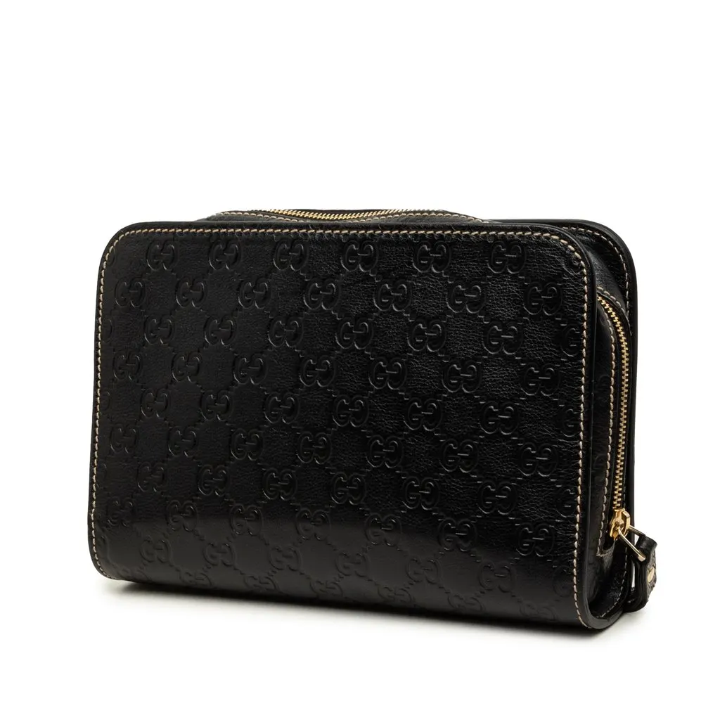 Gucci Guccissima Clutch Black Leather Very good - Back View