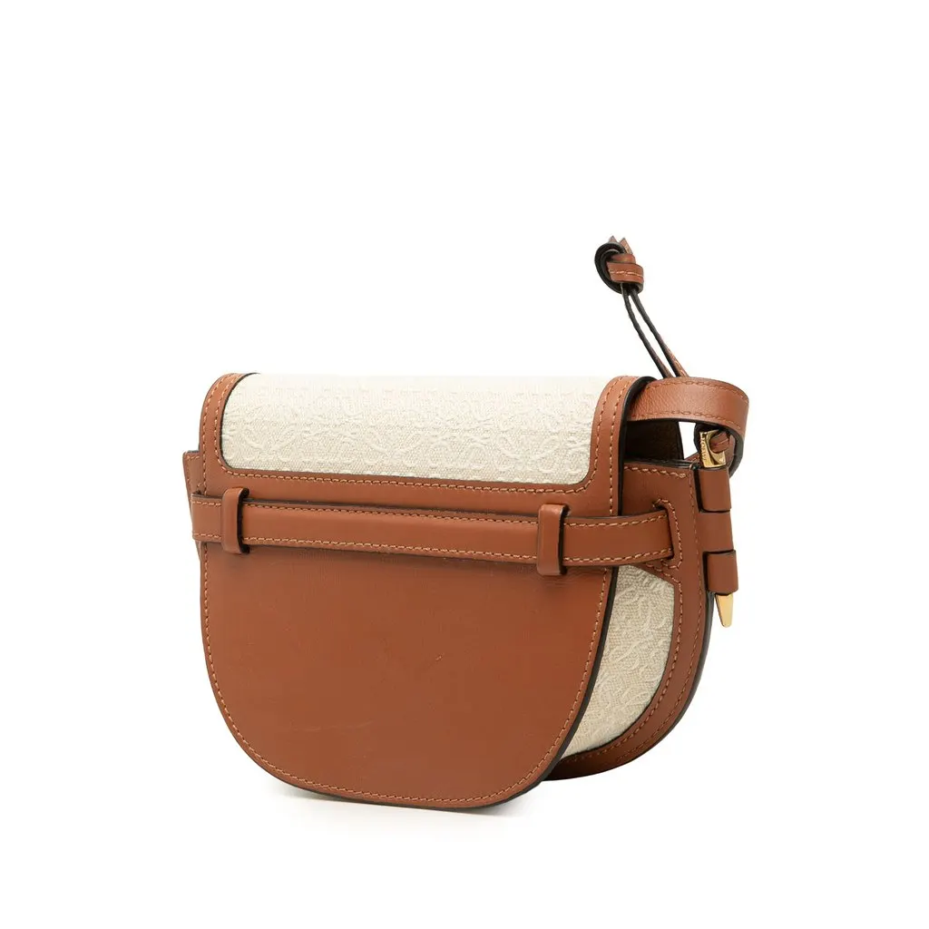 Loewe Mini Bicolor Anagram Canvas and Smooth Calfskin Gate Crossbody Beige Canvas Very good - Back View