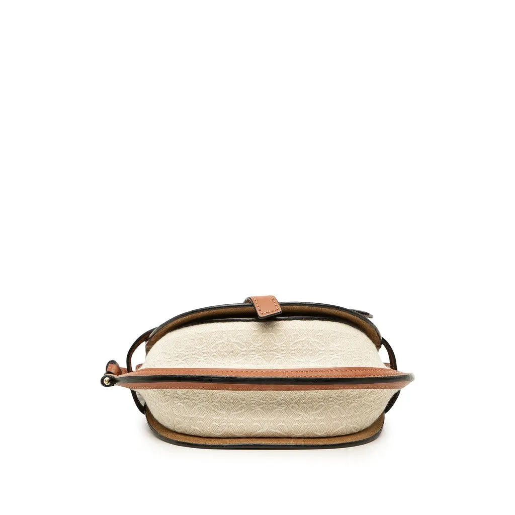 Loewe Mini Bicolor Anagram Canvas and Smooth Calfskin Gate Crossbody Beige Canvas Very good - Inside View