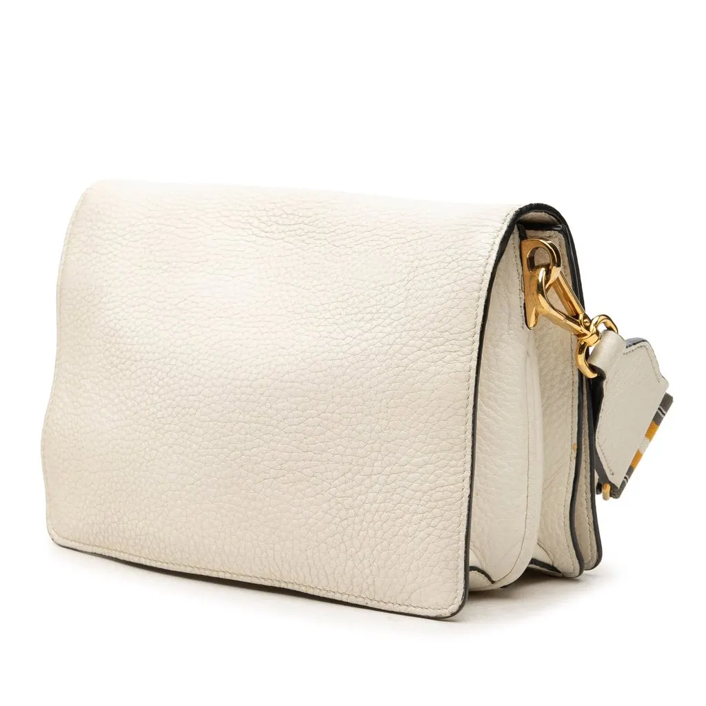 Prada Vitello Daino Flap Crossbody White Leather Good - Back View