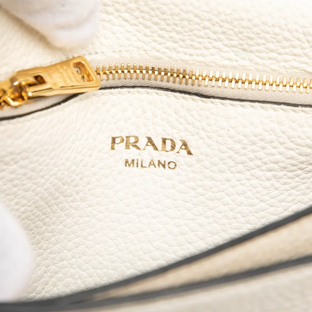 Prada Vitello Daino Flap Crossbody White Leather Good - Box View