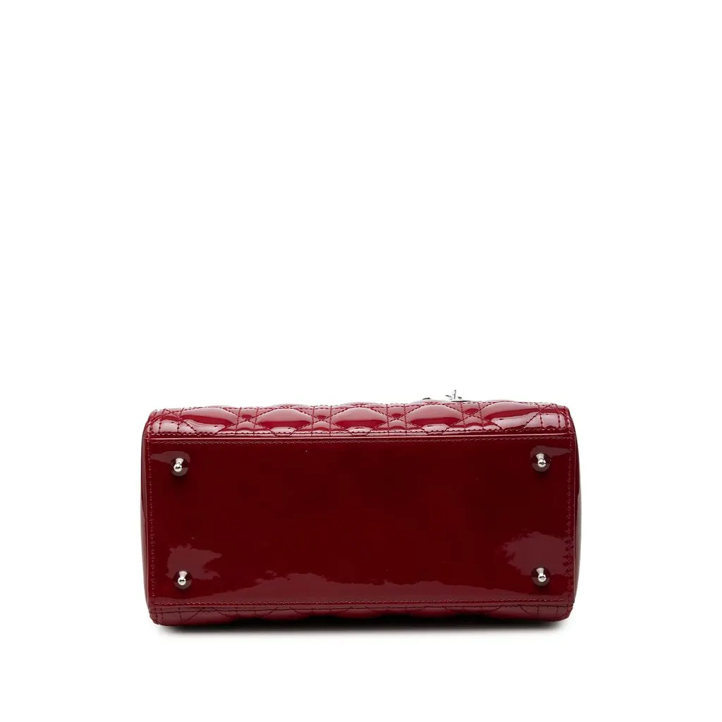 Dior Medium Patent Cannage Lady Dior Red Leather Good - Inside View