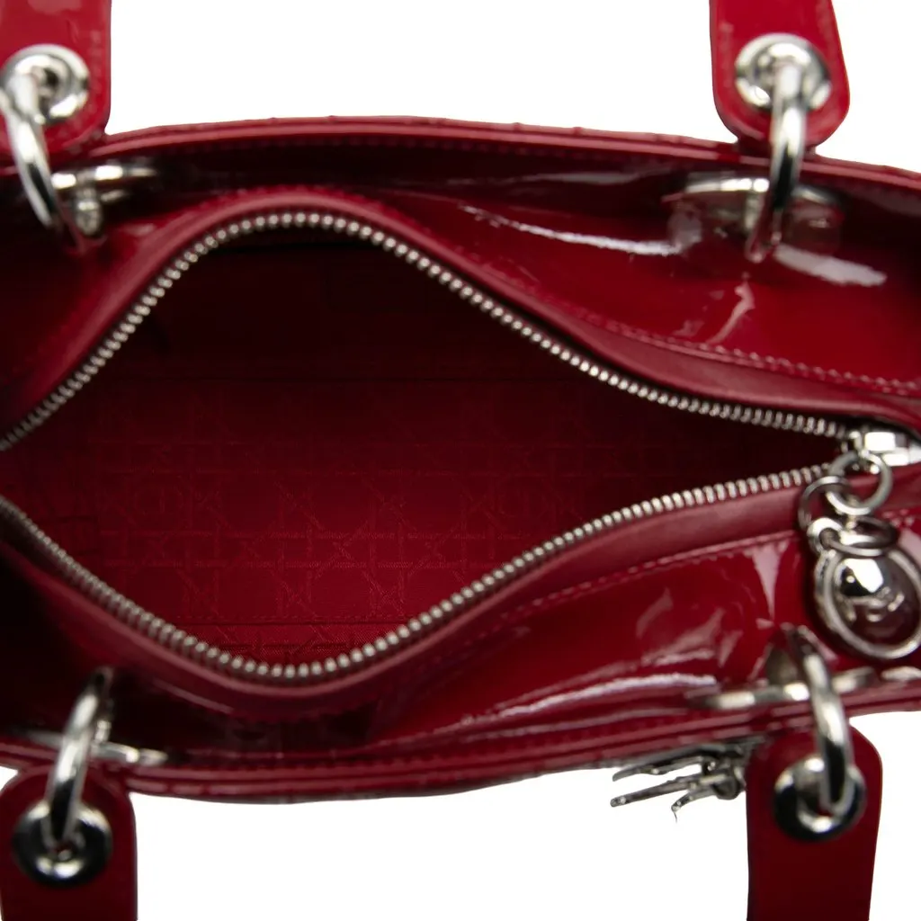 Dior Medium Patent Cannage Lady Dior Red Leather Good - Model View