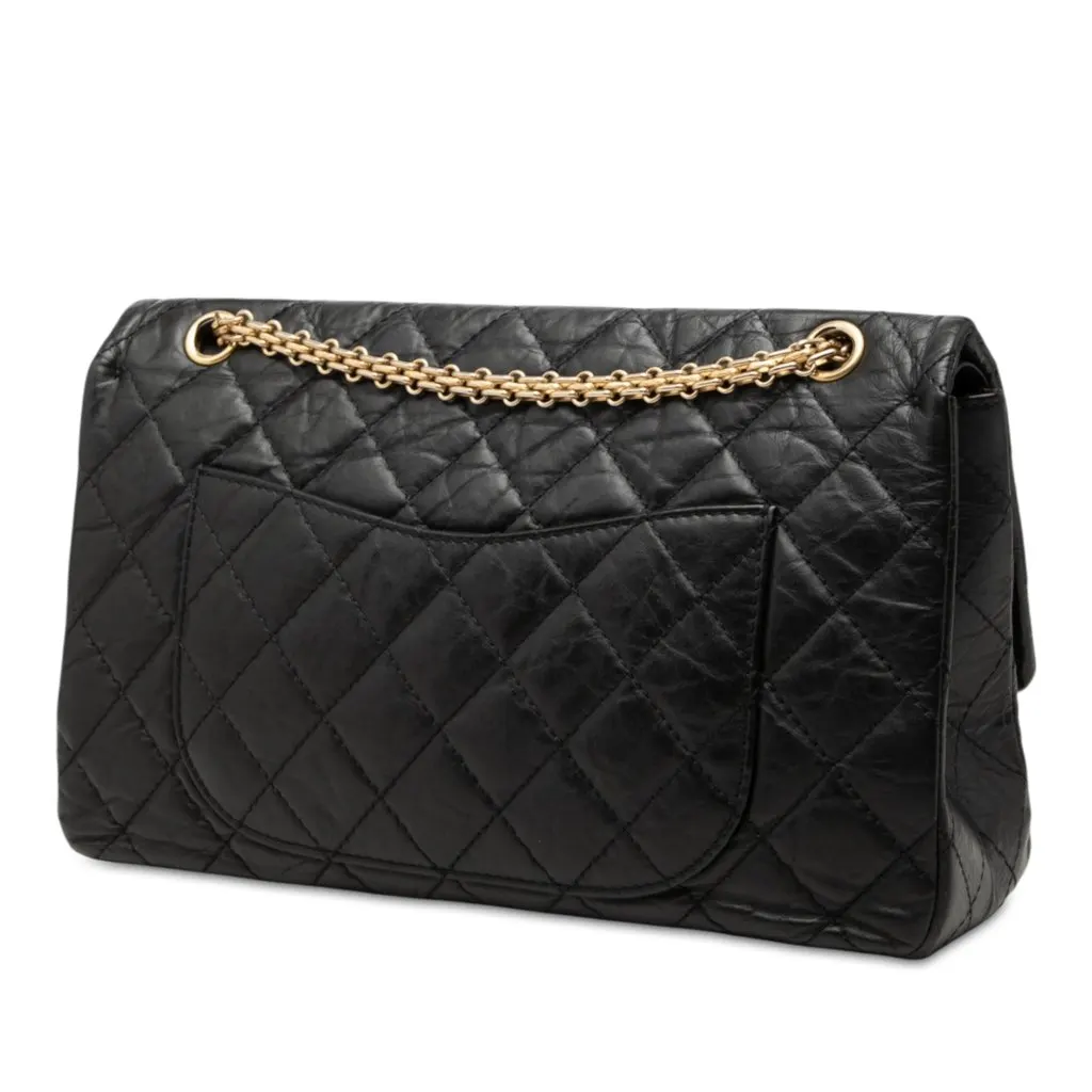 Chanel Quilted Aged Calfskin Reissue 2.55 Double Flap 227 Black Leather Very good - Back View