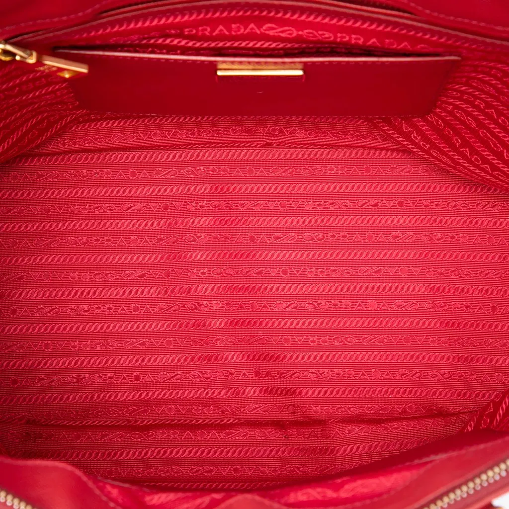 Prada Medium Saffiano Lux Galleria Double Zip Tote Red Leather Good - Model View