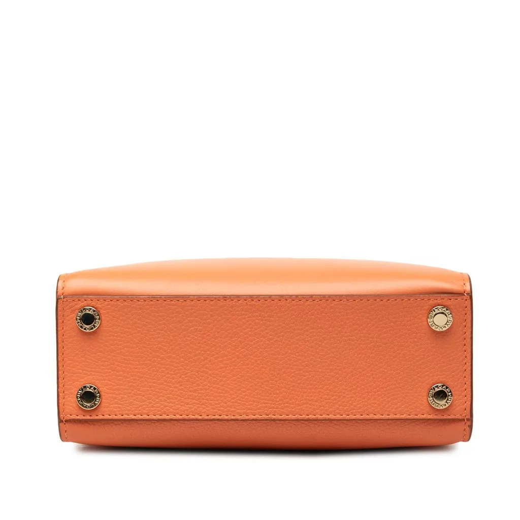 Bvlgari Smooth and Pebbled Calfskin Logo Tote Orange Leather Very good - Inside View