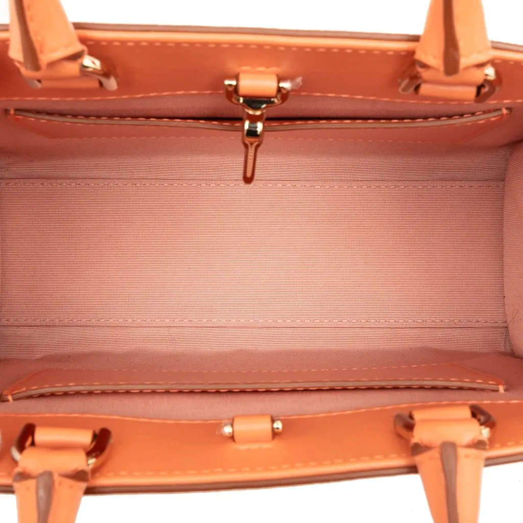 Bvlgari Smooth and Pebbled Calfskin Logo Tote Orange Leather Very good - Model View