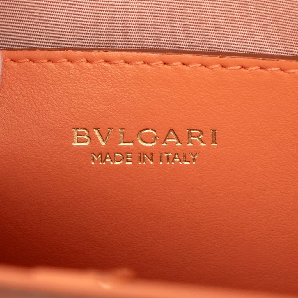 Bvlgari Smooth and Pebbled Calfskin Logo Tote Orange Leather Very good - Box View