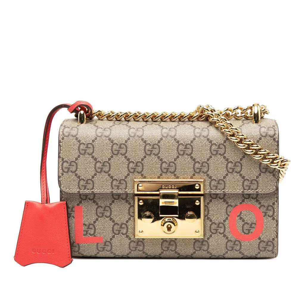 Gucci Small GG Supreme Love Padlock Crossbody Beige Very good - Front View