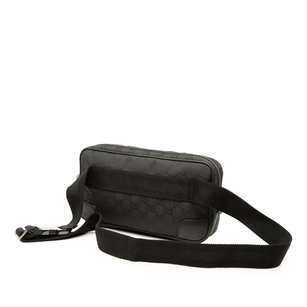 Gucci GG Nylon Waist Sling Bag Black Polyamide Good - Back View