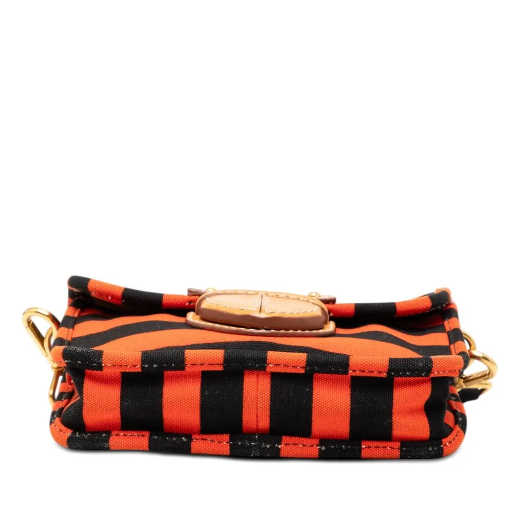 Prada Canvas Canapa Righe Striped Messenger Bag Orange Very good - Inside View