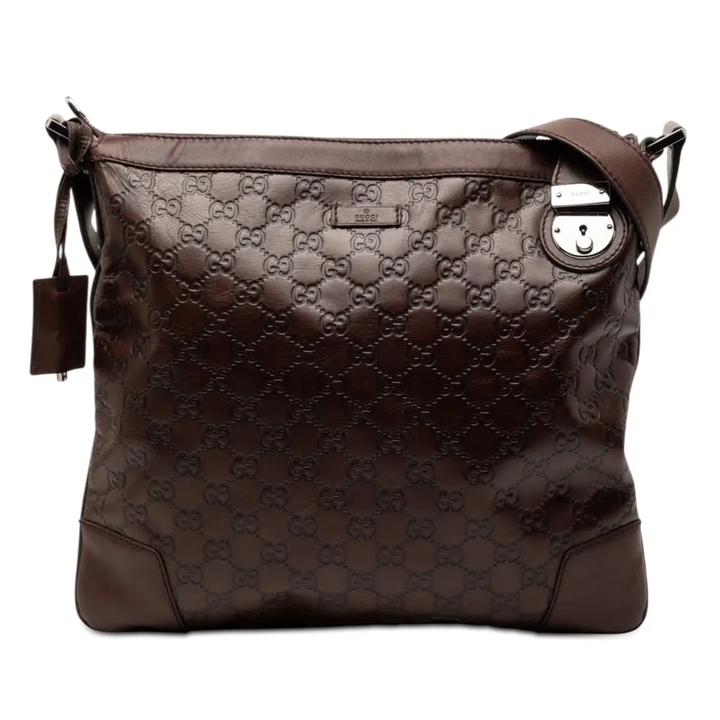 Gucci Guccissima Crossbody Brown Leather Very good - Front View