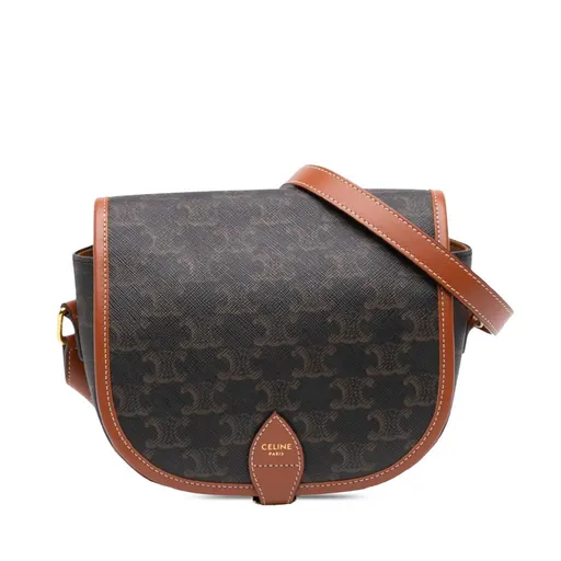 Celine Medium Triomphe Coated Canvas Folco Crossbody