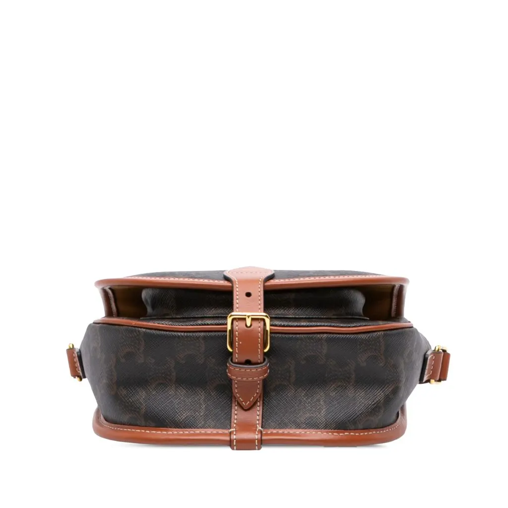 Celine Medium Triomphe Coated Canvas Folco Crossbody Brown Very good - Inside View