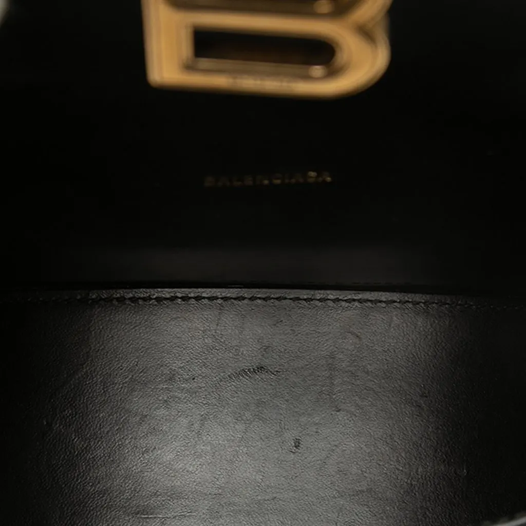 Balenciaga Calfskin Hourglass Top Handle Bag XS Black Leather Good - Model View