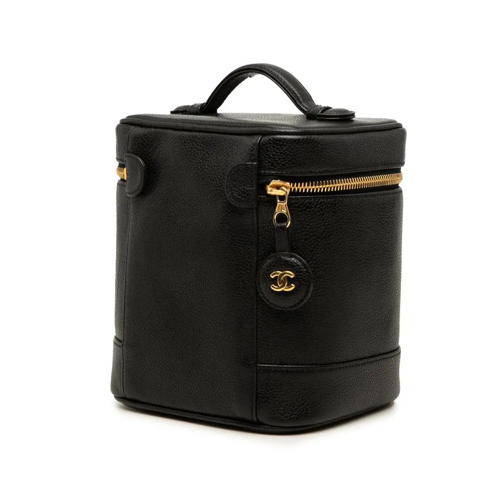 Chanel CC Caviar Vanity Bag Black Leather Very good - Back View