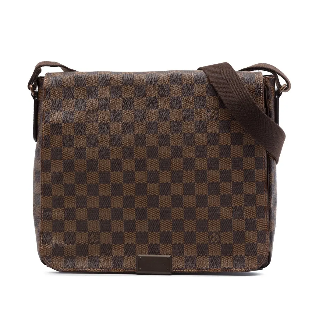 Louis Vuitton Damier Ebene District MM Brown Canvas Good - Front View