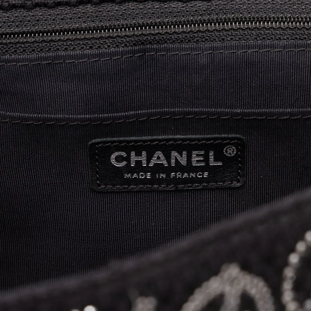 Chanel Paris Shanghai Jumbo Tweed Strass Embellished Pudong Double Flap Black Tweed Good - Box View