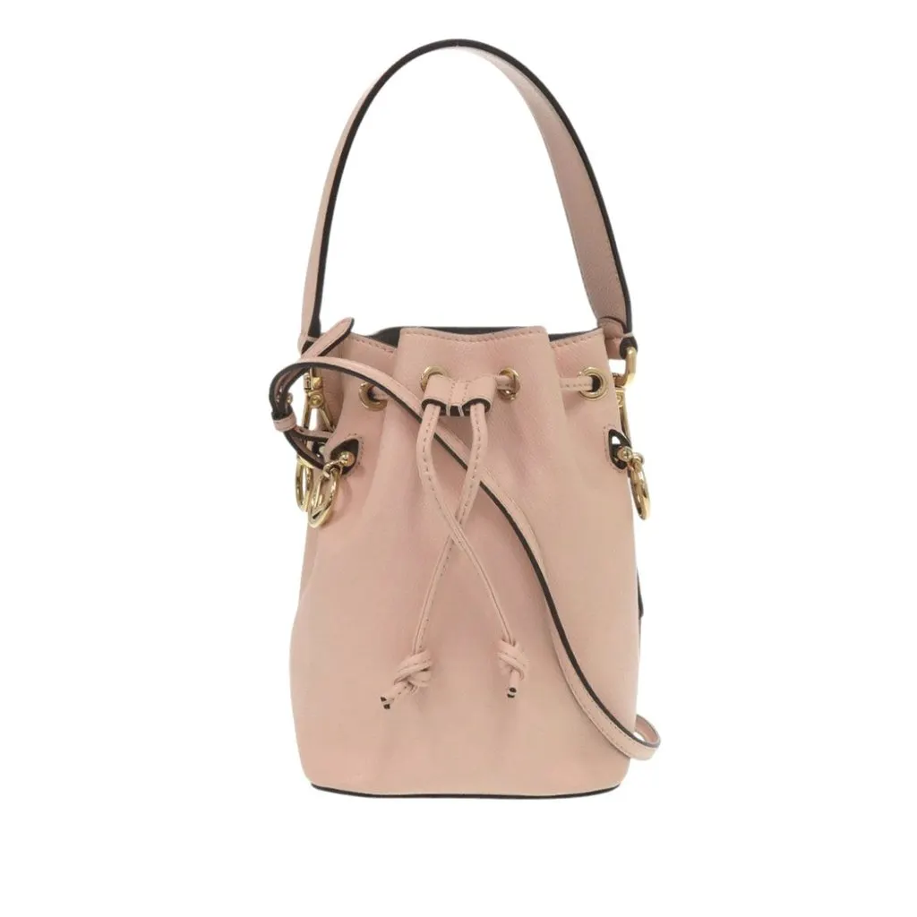 Fendi Mini Calfskin Mon Tresor Bucket Bag Pink Leather Very good - Front View