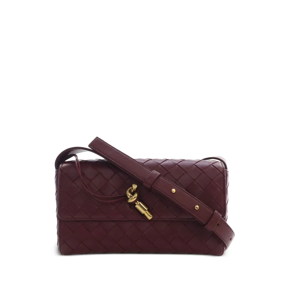 Bottega Veneta Mini Nappa Intrecciato Andiamo Crossbody Red Leather Very good - Front View