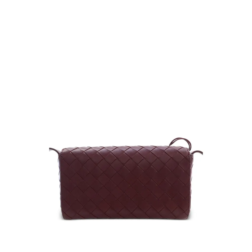 Bottega Veneta Mini Nappa Intrecciato Andiamo Crossbody Red Leather Very good - Back View