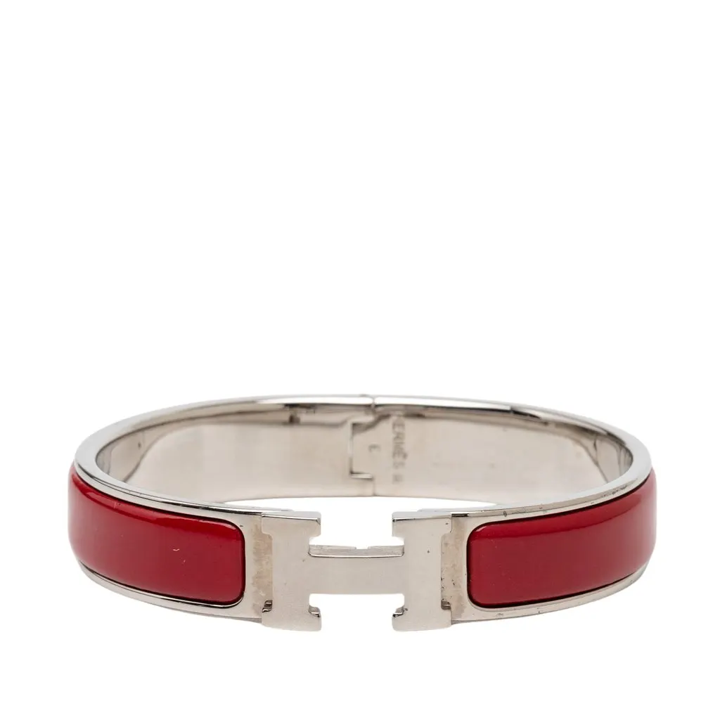 Hermès Narrow Enamel Clic H Bracelet PM Red Very good - Front View