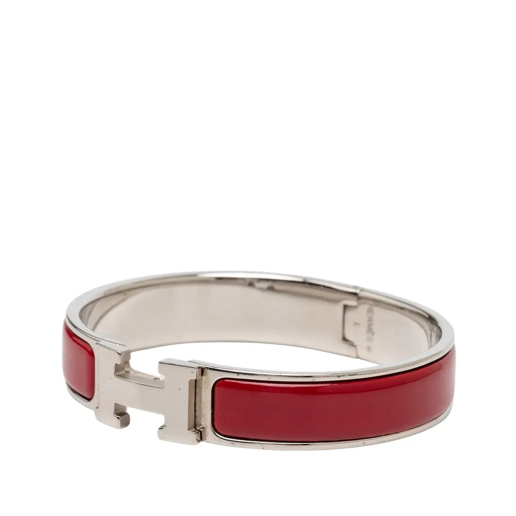 Hermès Narrow Enamel Clic H Bracelet PM Red Very good - Back View