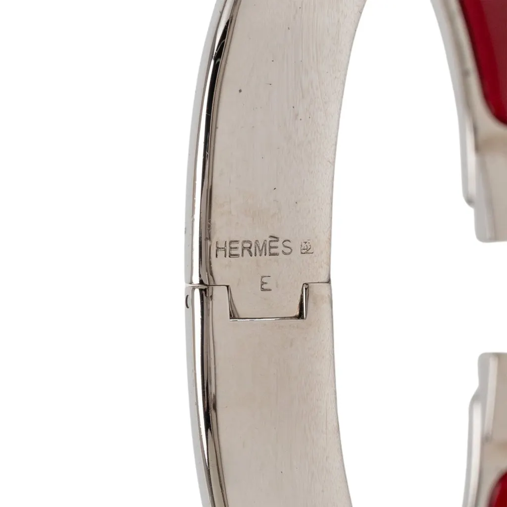 Hermès Narrow Enamel Clic H Bracelet PM Red Very good - Model View