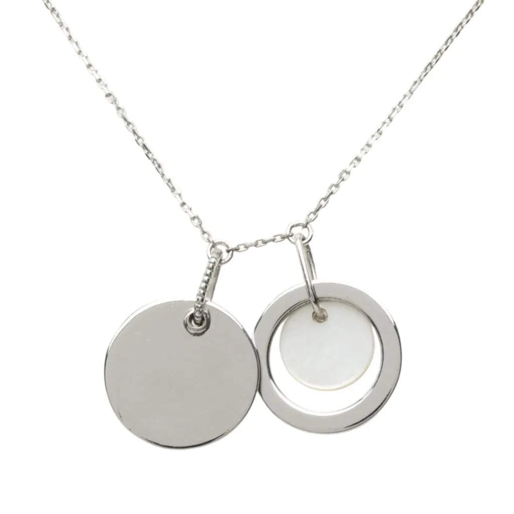 Dior Brass and Strass Double Pendant Charm Necklace Silver Brass Very good - Inside View