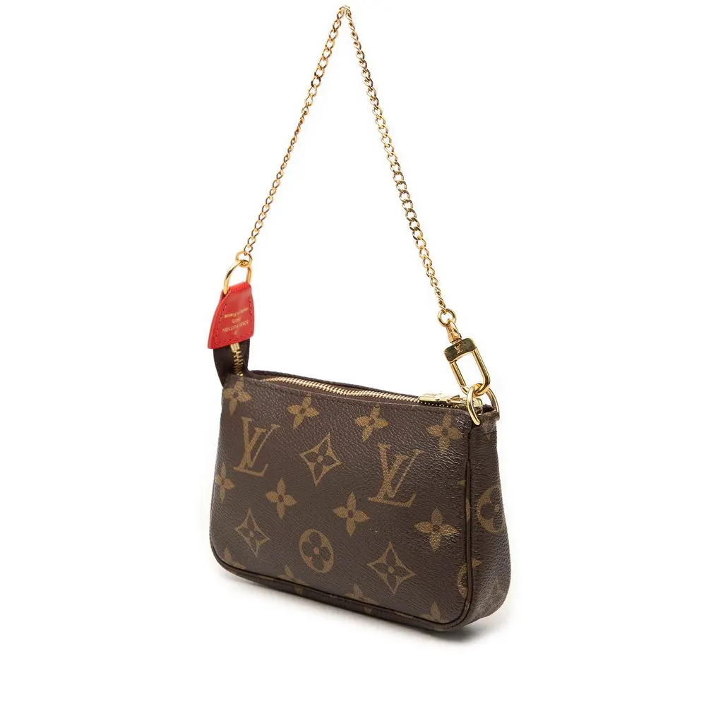 Louis Vuitton Monogram Cats Christmas Animation Mini Pochette Accessories Brown Canvas Very good - Back View