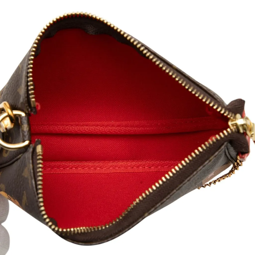 Louis Vuitton Monogram Cats Christmas Animation Mini Pochette Accessories Brown Canvas Very good - Model View
