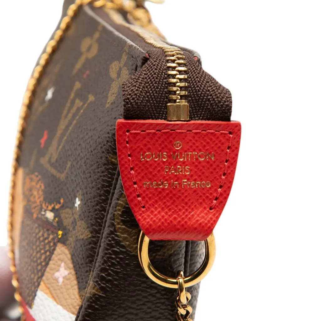 Louis Vuitton Monogram Cats Christmas Animation Mini Pochette Accessories Brown Canvas Very good - Box View