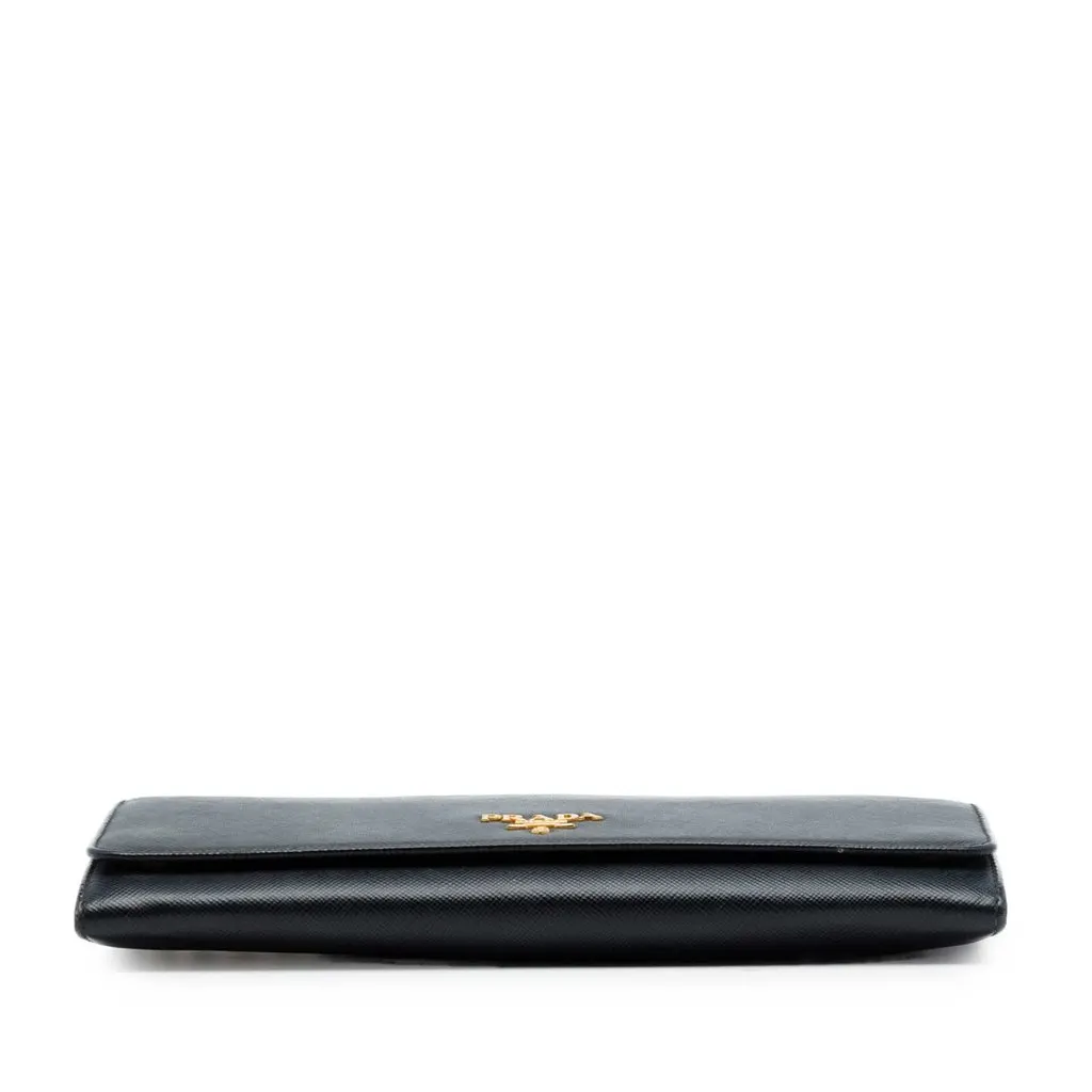 Prada Saffiano Wallet On Chain Black Leather Good - Inside View