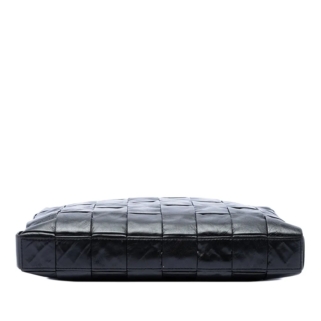 Bottega Veneta Paper Calfskin Maxi Intrecciato Cassette Clutch Black Leather Very good - Inside View