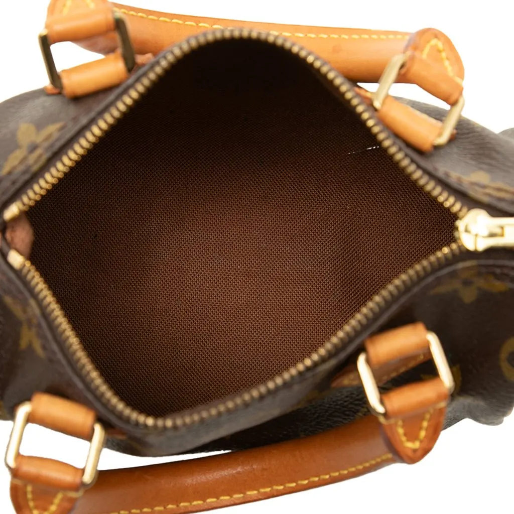 Louis Vuitton Monogram Nano Speedy Dating Brown Canvas Good - Model View